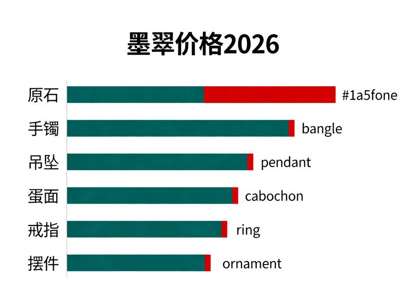墨翠价格区间信息图：原石/手镯/吊坠/蛋面/戒指/摆件 2026 行情